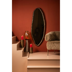 Wall Mirror - Glass & Cast Aluminum Metal, Oval Shape, Handmade, Gold - Paisley | PTMD