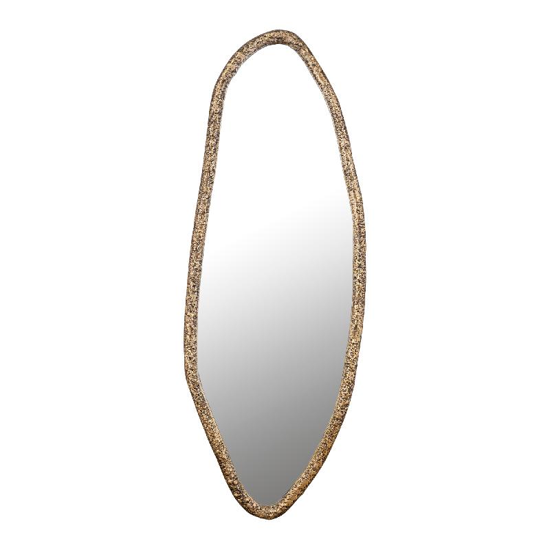 Wall Mirror - Glass & Cast Aluminum Metal, Oval Shape, Handmade, Gold - Paisley | PTMD