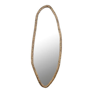 Wall Mirror - Glass & Cast Aluminum Metal, Oval Shape, Handmade, Gold - Paisley | PTMD