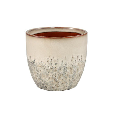 Blumentopf - Keramik, Runde Form, Bauchige Form, Creme, L - Harper | PTMD