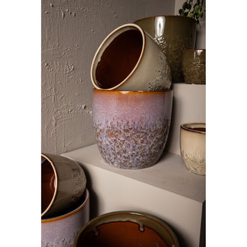 Flower Pot - Ceramic, Round Shape, Bulbous Shape, Green, M | PTMD