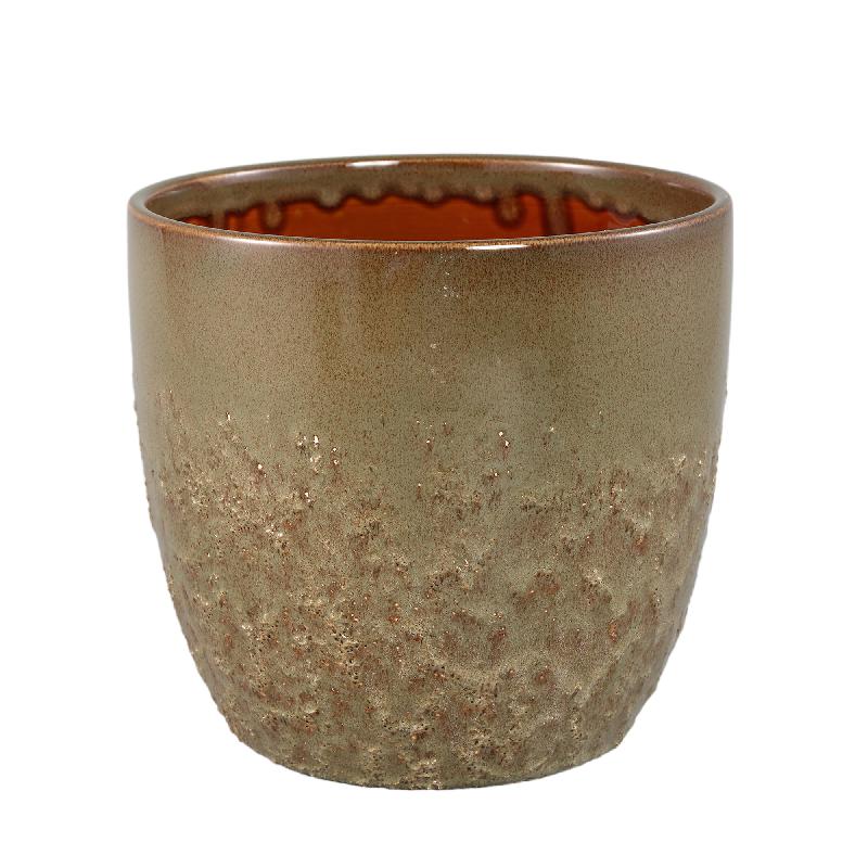 Blumentopf - Keramik, Runde Form, Bauchige Form, Grün, XL - Harper | PTMD