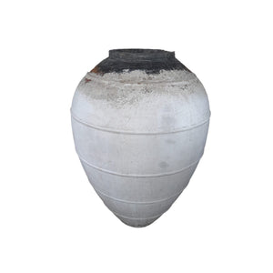 Pot - white surface, round shape, linear texture - Jinsu | PTMD