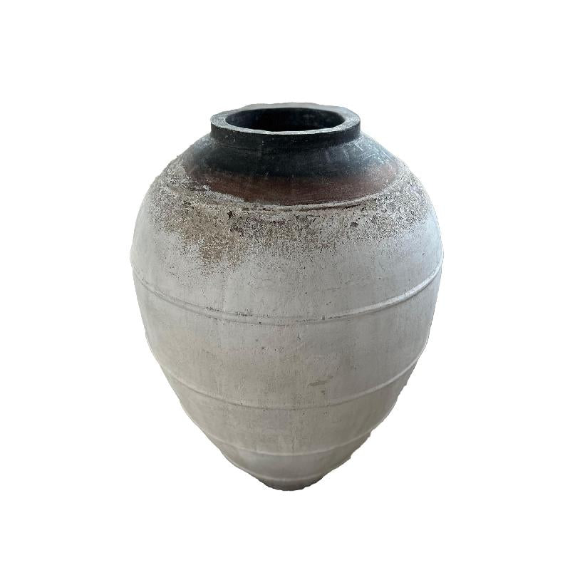 Pot - white surface, round shape, linear texture - Jinsu | PTMD
