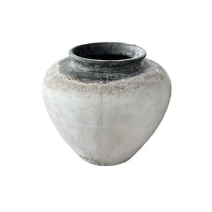 Pot – white surface, round shape, dark rim, M – Jinsu | PTMD