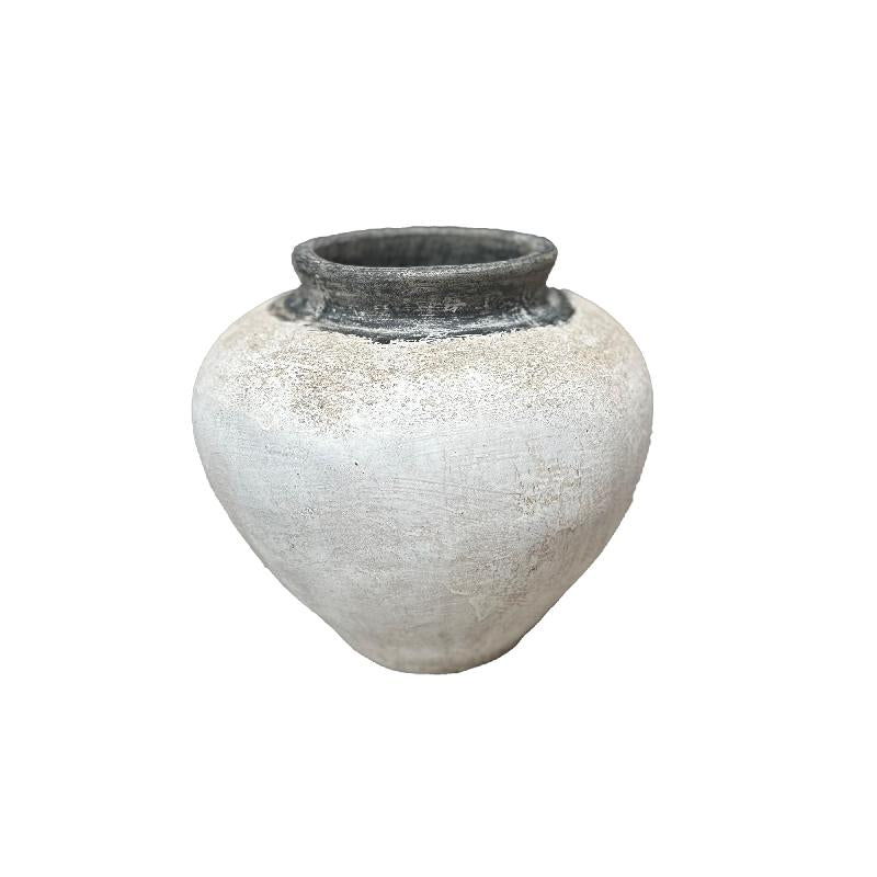 Pot – white surface, round shape, dark rim, S – Jinsu | PTMD
