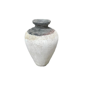 Pot – White Terracotta Ceramic, Round Shape, Rim Design, L – Destyne | PTMD