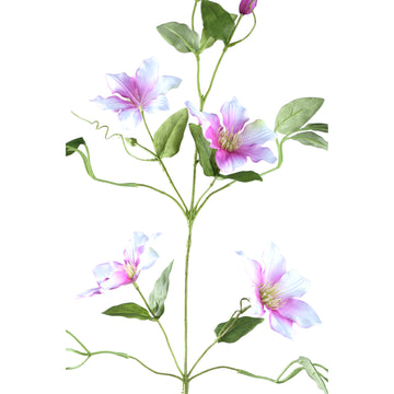 Gartenblume - Rosa Clematis Spray, Handgefertigt, Stoff, Kunststoff | PTMD