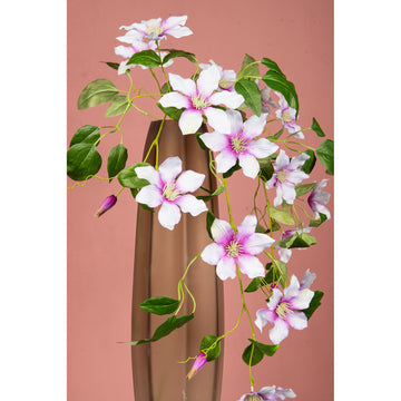 Gartenblume - Rosa Clematis Spray, Handgefertigt, Stoff, Kunststoff | PTMD