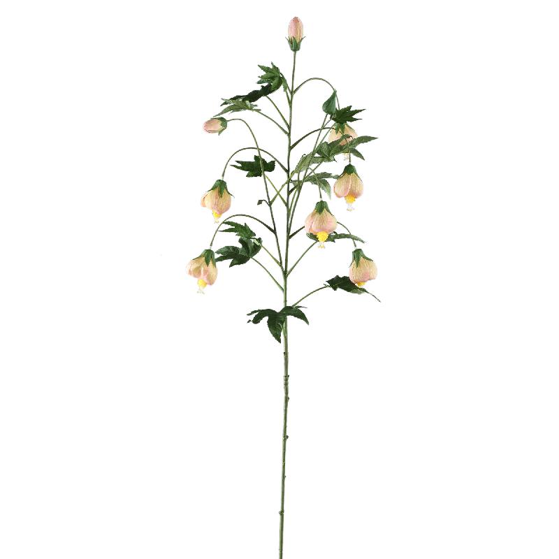 Gartenblume – Beiges gestreiftes Abutilon-Spray, Polyestergewebe, Handgefertigt | PTMD