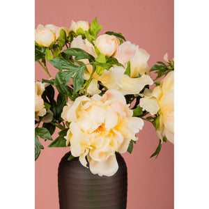 Peony flower – Sand-colored peony branch with bud made of fabric and plastic | PTMD