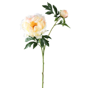 Peony flower – Sand-colored peony branch with bud made of fabric and plastic | PTMD