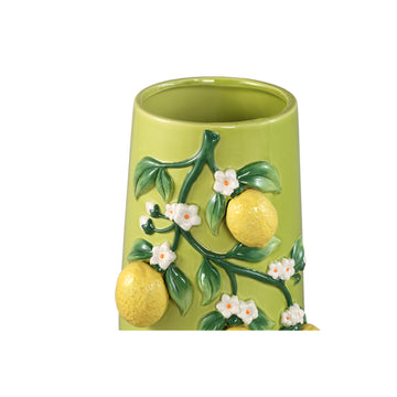 Vase – Green, Lemon Motif, Branch Design, Ceramic, L – Stacy | PTMD