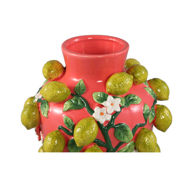 Vase – Pink color, lemon motif, branch design, ceramic – Stacy | PTMD