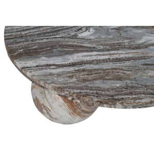 Coffee table – Marble, round, beige/natural, 3-sphere base, sculptural design – Diro | PTMD