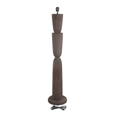 Mango Wood Floor Lamp with Brown Tone and Layered Design in Round Shape – Lorinne | PTMD