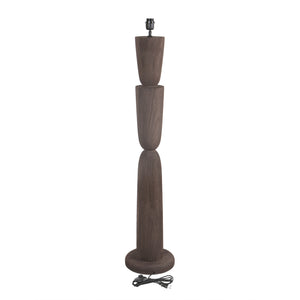 Mango Wood Floor Lamp with Brown Tone and Layered Design in Round Shape – Lorinne | PTMD