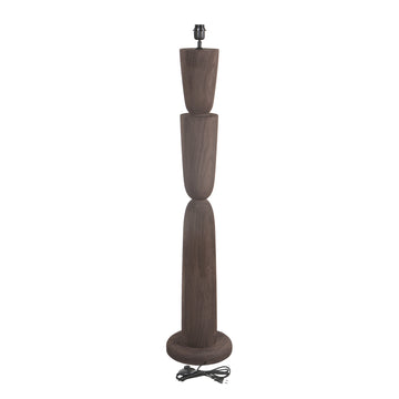 Mango Wood Floor Lamp with Brown Tone and Layered Design in Round Shape – Lorinne | PTMD