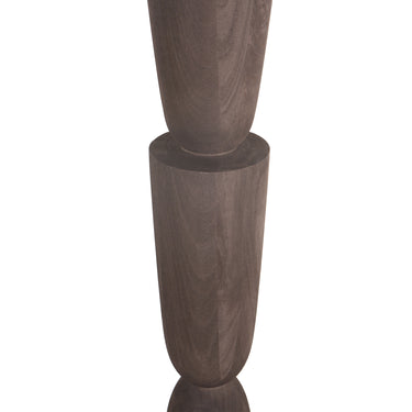 Mango Wood Floor Lamp with Brown Tone and Layered Design in Round Shape – Lorinne | PTMD