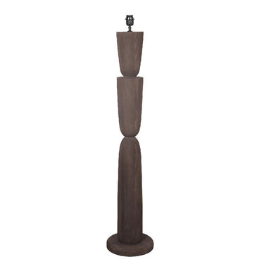 Stehlampe aus Mangoholz mit Braunton und geschichtetem Design in runder Form – Lorinne | PTMD
