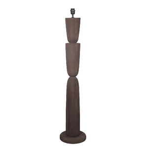 Mango Wood Floor Lamp with Brown Tone and Layered Design in Round Shape – Lorinne | PTMD