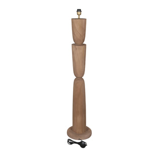Mango wood floor lamp with natural shade and layered, round design – Lorinne | PTMD