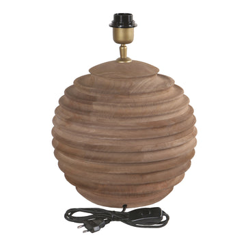 Tischlampe aus Mangoholz mit Naturton und gerippter Struktur in runder Form – Roven | PTMD