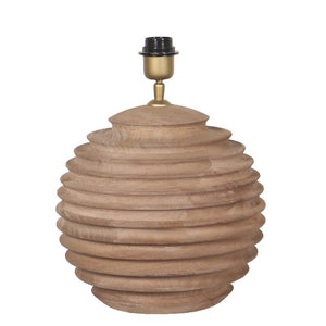 Mango Wood Table Lamp with Natural Tone and Ribbed Texture in Round Shape – Roven | PTMD