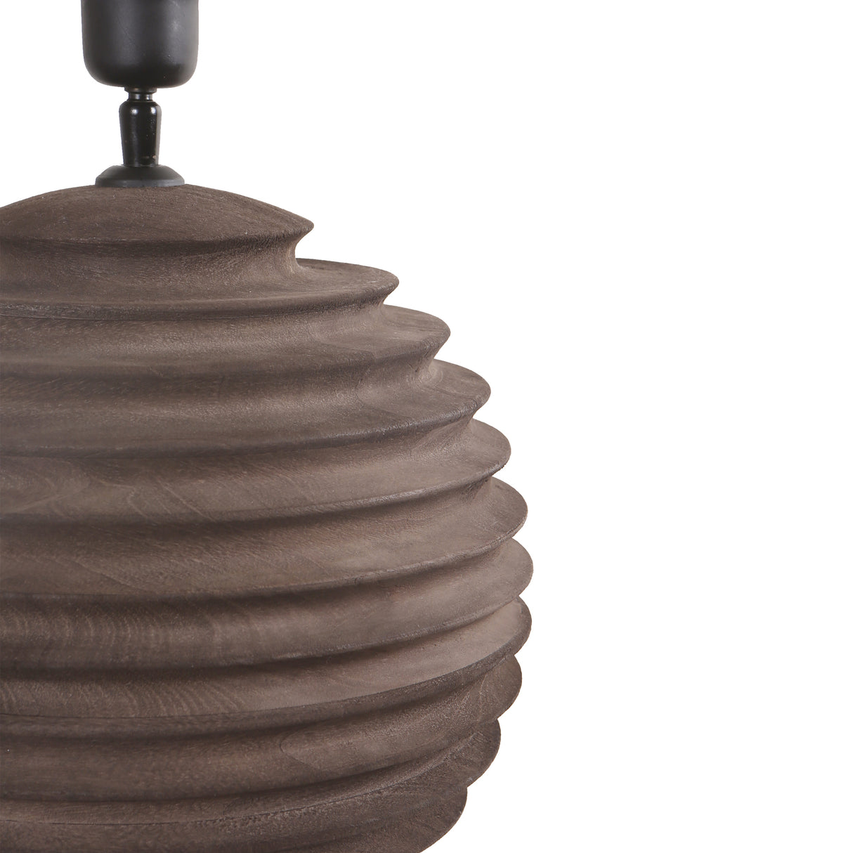 Tischlampe aus Mangoholz mit Braunton und gerippter Struktur in runder Form – Roven | PTMD