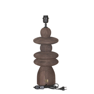 Tischlampe – Rundes Design, Mangoholz, Stabile Basis, Braun – Callain | PTMD