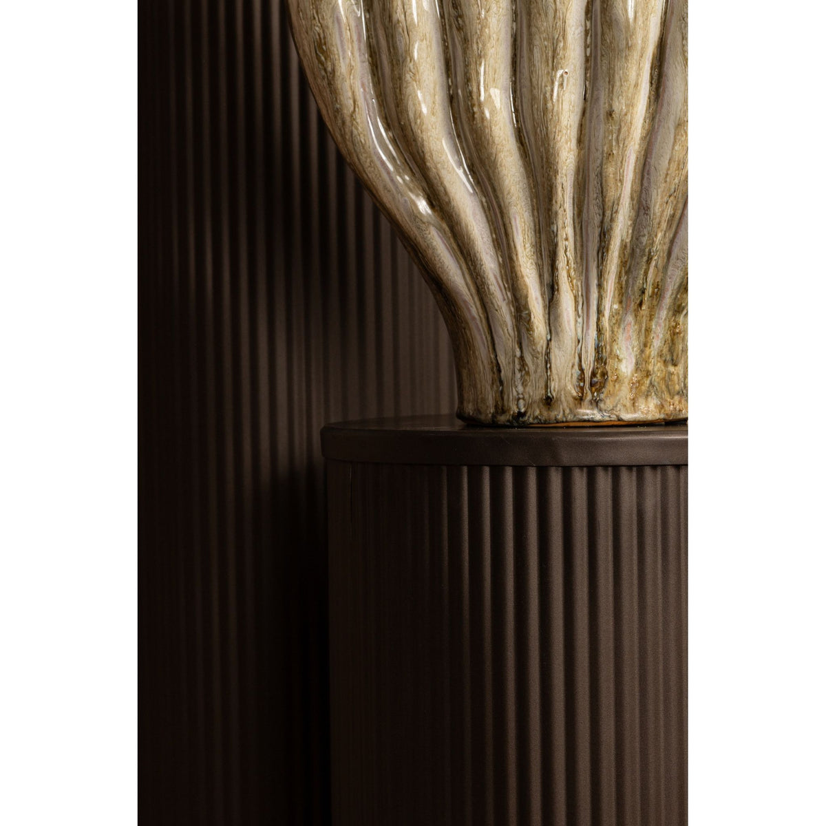 Column - steel, ribbed surface, dark grey, semi-handmade – Midda | PTMD