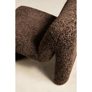 Armchair - Teddy Fabric Upholstery, Coffee Finish, Padded Seat - Oslo | PTMD