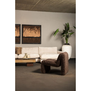 Armchair - Teddy Fabric Upholstery, Coffee Finish, Padded Seat - Oslo | PTMD