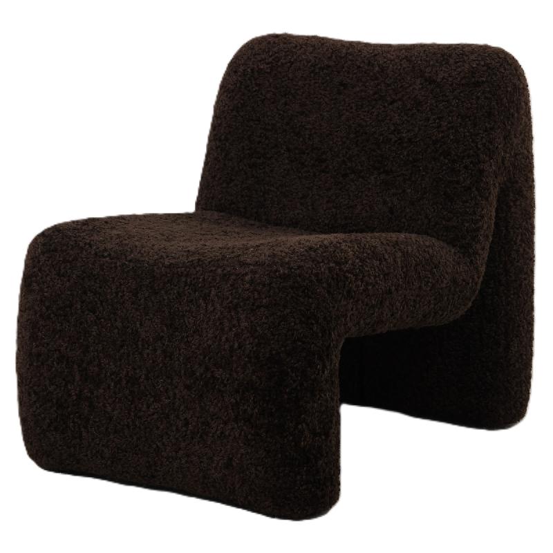 Armchair - Teddy Fabric Upholstery, Coffee Finish, Padded Seat - Oslo | PTMD