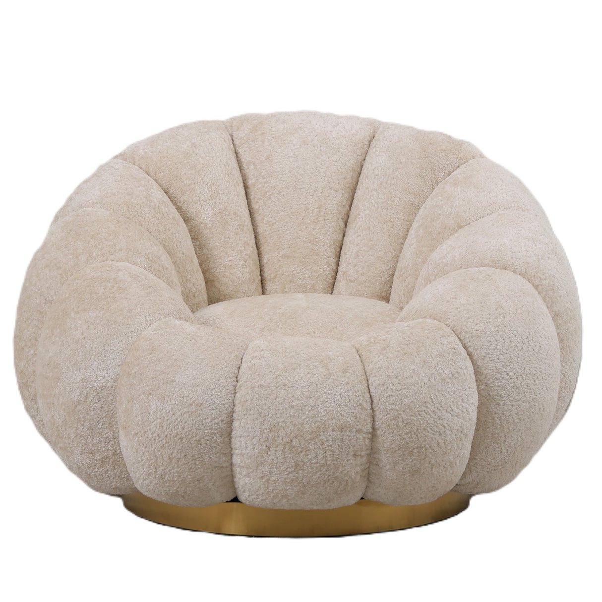 Sessel – Euphoria Stoffbezug, Creme Oberfläche, Gold Metallgestell – Daisy | PTMD