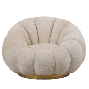 Sessel – Euphoria Stoffbezug, Creme Oberfläche, Gold Metallgestell – Daisy | PTMD