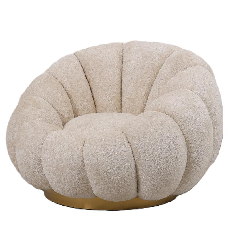 Sessel – Euphoria Stoffbezug, Creme Oberfläche, Gold Metallgestell – Daisy | PTMD