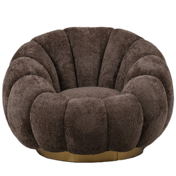 Sessel – Euphoria Stoffbezug, Antelope Oberfläche, Gold Metallgestell – Daisy | PTMD