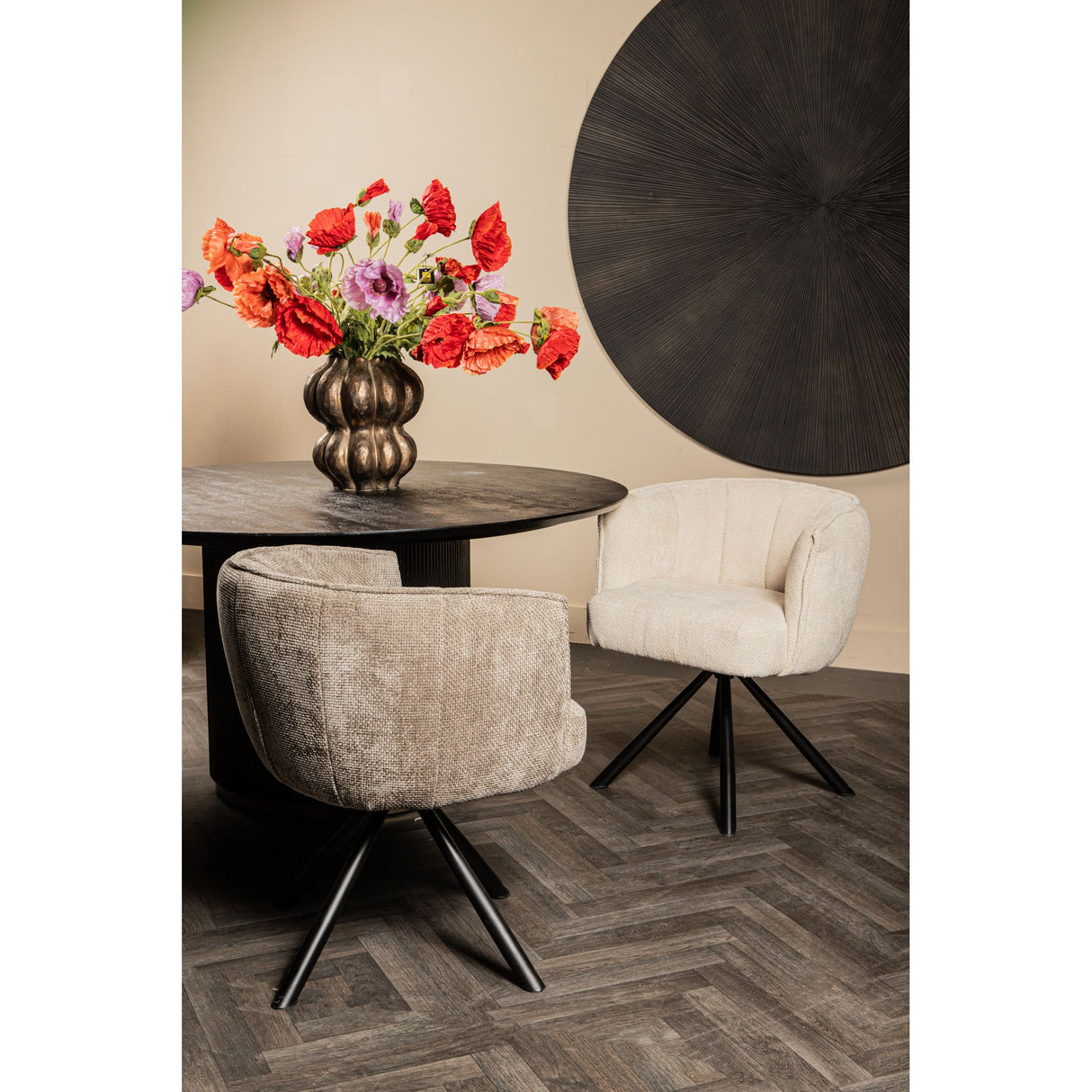 Esszimmerstuhl – Stein Farbton, Drehfunktion Design, Stoff Material – Como | PTMD
