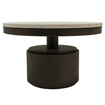 Couchtisch – Marmor Steinplatte, Creme Mink Oberfläche, Niedriges Design – Bregt | PTMD