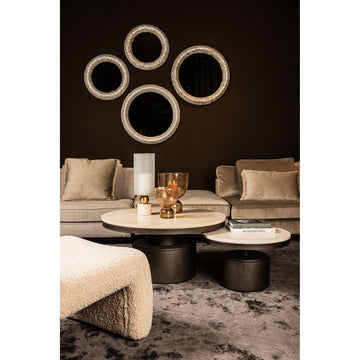 Couchtisch – Marmor Steinplatte, Creme Mink Oberfläche, Hohes Design – Bregt | PTMD