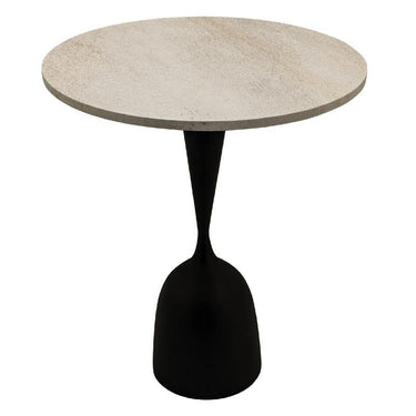 Bistro Table – Marble Top, Round Design, Cream Finish – Patras | PTMD