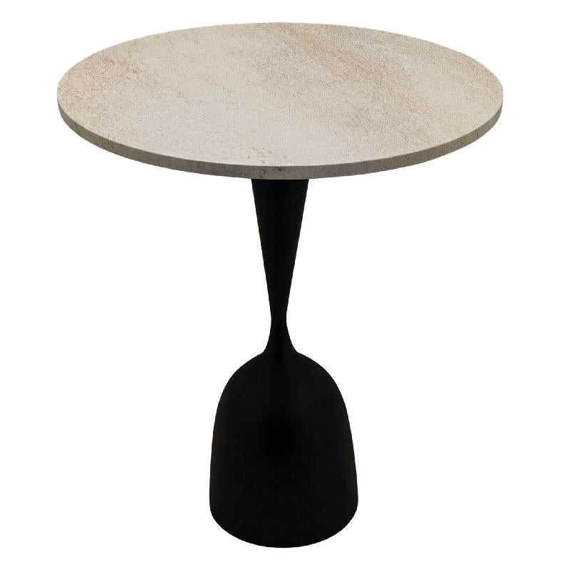 Bistro Table – Marble Top, Round Design, Cream Finish – Patras | PTMD