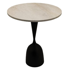 Bistro Table – Marble Top, Round Design, Cream Finish – Patras | PTMD