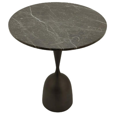 Bistrotisch – Marmor Oberfläche, Rundes Design, Braunes Finish – Patras | PTMD