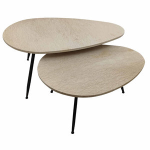 Coffee Table – Marble Slab, Cream Surface, Harmonious Shape – Veria | PTMD