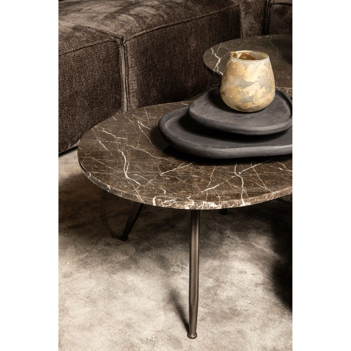 Coffee Table – Marble Stone Top, Brown Finish, Harmonious Design – Veria | PTMD