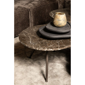 Coffee Table – Marble Stone Top, Brown Finish, Harmonious Design – Veria | PTMD