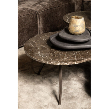 Couchtisch – Marmor Steinplatte, Braune Oberfläche, Harmonische Formgebung – Veria | PTMD