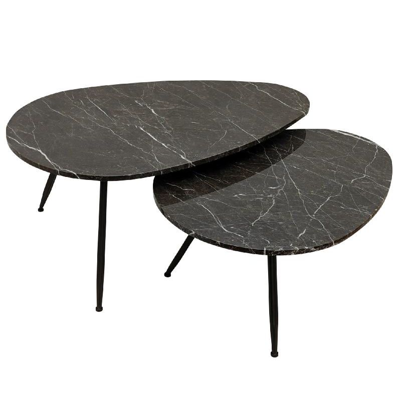 Coffee Table – Marble Stone Top, Brown Finish, Harmonious Design – Veria | PTMD
